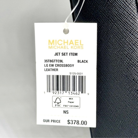 Michael Kors Jet Set Large Signature Logo Crossbody Bag Black/Gold - Picture 8 of 8